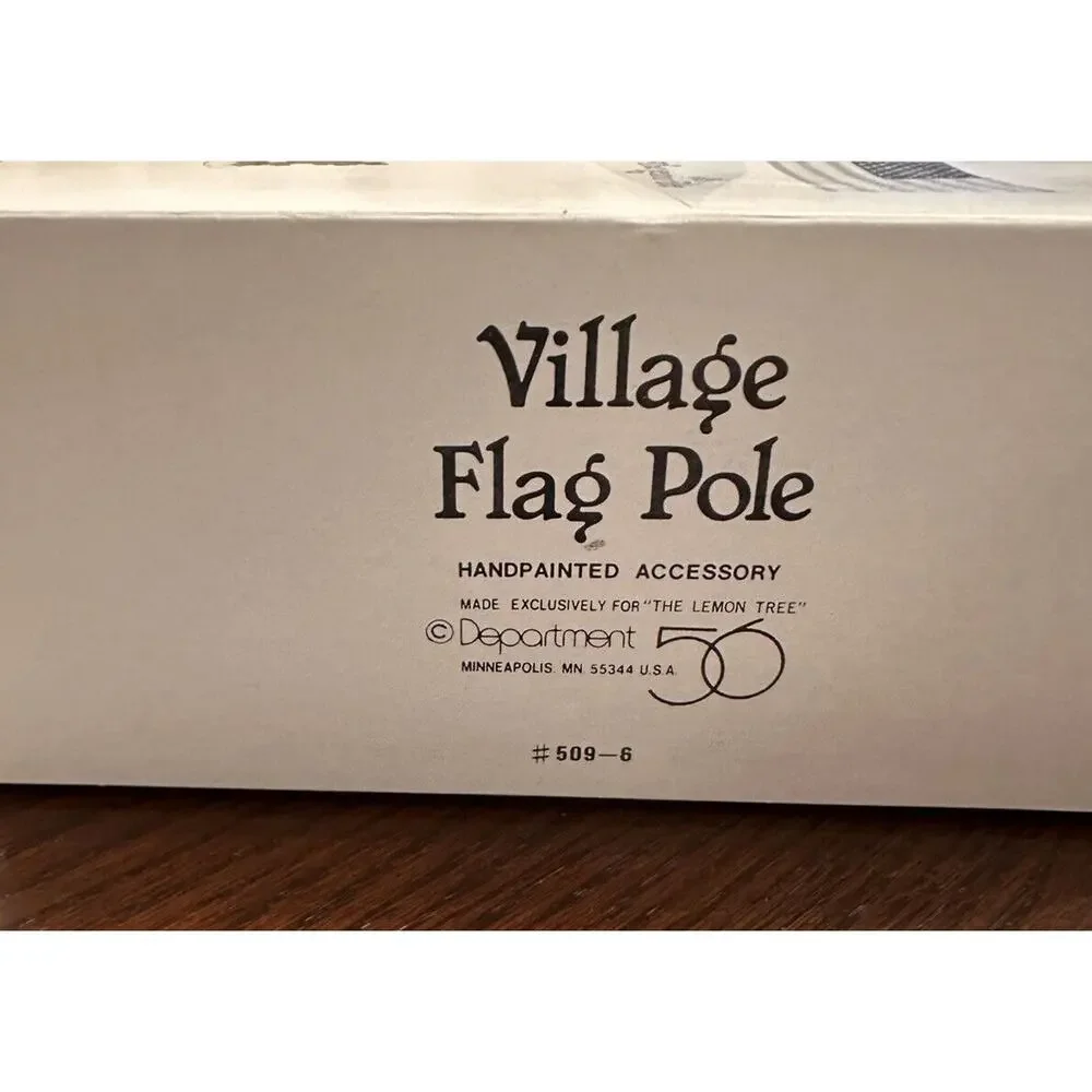 Vintage Dept 56 The Village Flag Pole #509-6 ORIGINAL American Flag Christmas